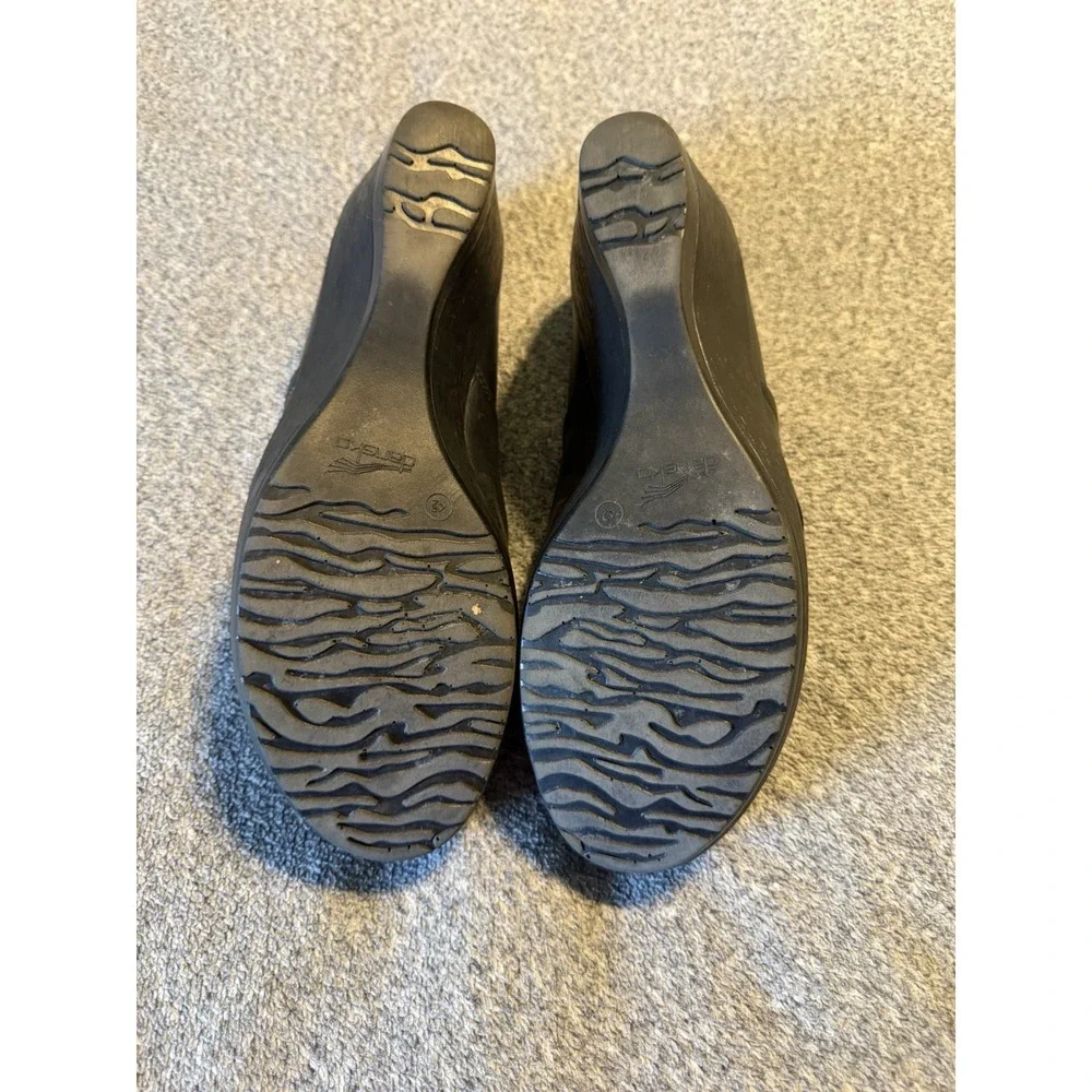 Dansko Shoe Wedge Rosaline Leather Slip On Heels Dress Black Women's EU Size 42